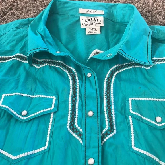 Ariat womens long sleeve button down cowgirl top XL - Picture 6 of 6